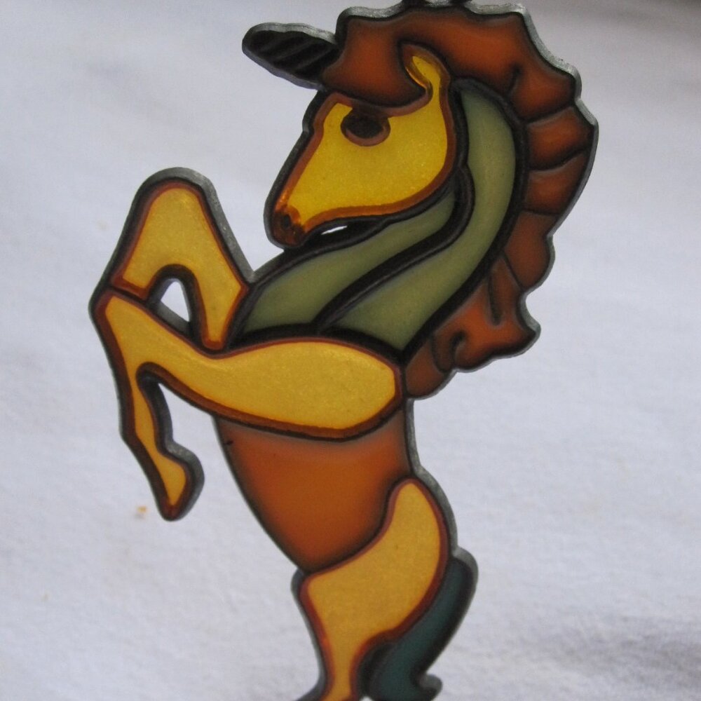 vintage 5" Metal Suncatcher: Unicorn rearing up stance